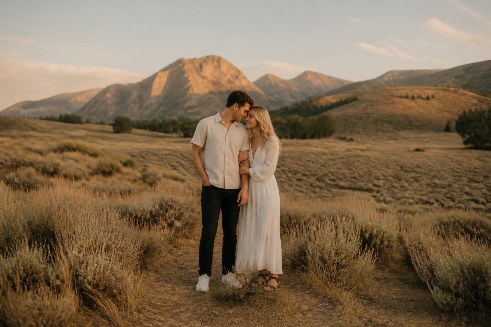 A couple during an outdoor portrait session in Utah